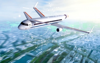 Animation eines Flugzeug, wie es in Zukunft für die Luftfahrt aussehen könnte