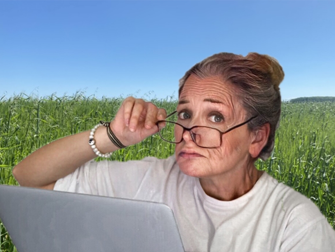 Hilflose Seniorin am Laptop