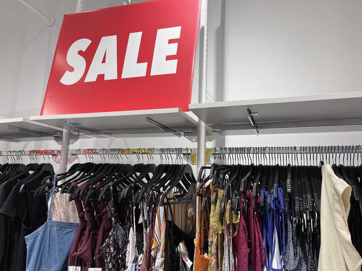Clothing that is no longer in season is moved to the sale rack.