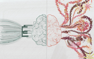 KI in der Kunst - Illustration eines Gehirns auf Basis künstlicher Intelligenz